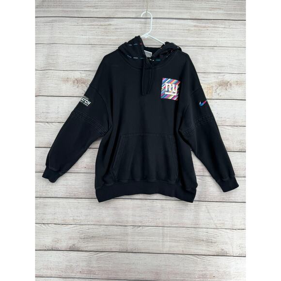 Nike NFL New York Giants Crucial Catch Hoodie Adult Large Black Intercept Cancer - Picture 1 of 10